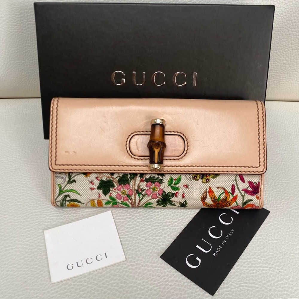 Gucci Blooms leather/bamboo wallet
